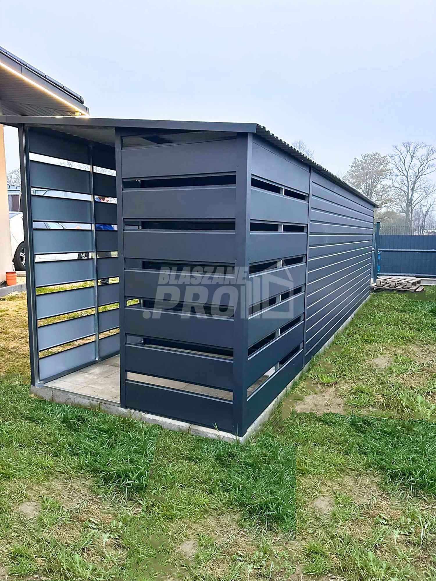 Schowek  domek ogrodowy 6x2m  wiata 1,5m  antracyt  spad w tył GP452 Koszalin - zdjęcie 3