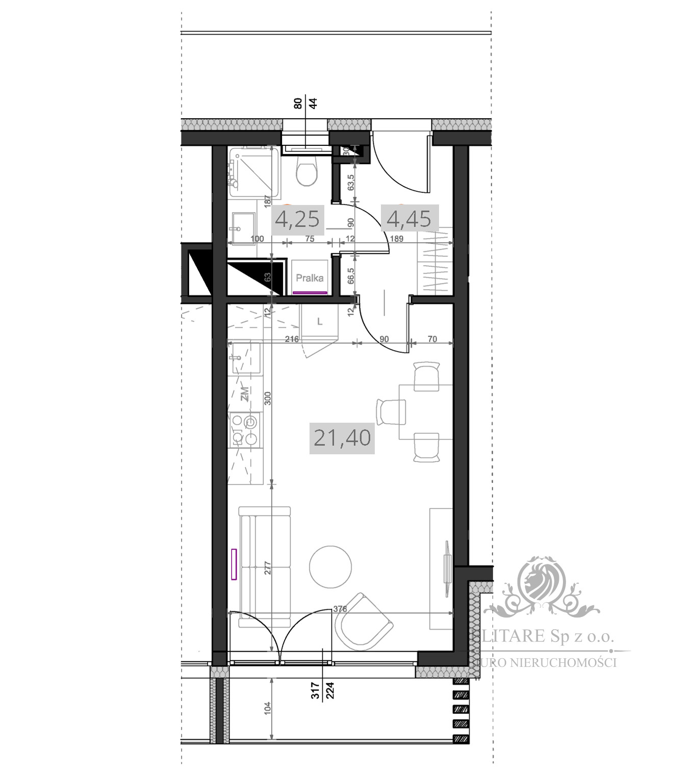 Krzyki/Klecina - Mieszkanie 30,10m2 1pok. z balkonem Wrocław - zdjęcie 3