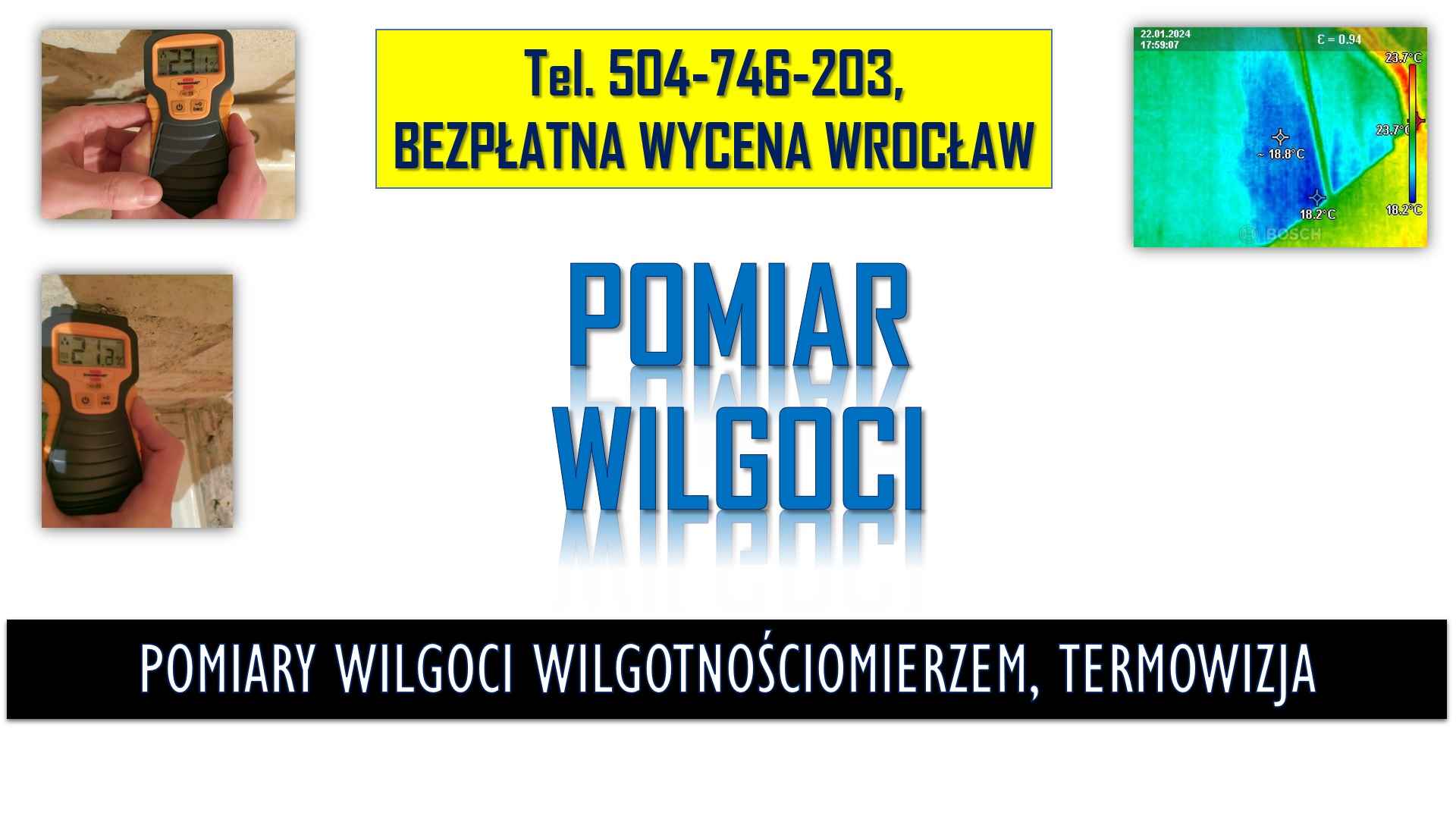 Pomiar wilgotnościomierzem, Wrocław, t.504746203. Wilgotności ściany. Psie Pole - zdjęcie 1