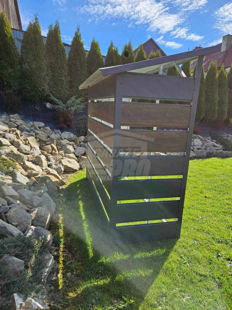 Wiata śmietnikowa - drewutnia - spad tył 2x0,8m ciemny orzech GP355 Gdynia - zdjęcie 4