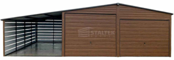 Garaż blaszany 6x6 + wiata 3x6 2x Brama uchylna rynny  Dach  ST109