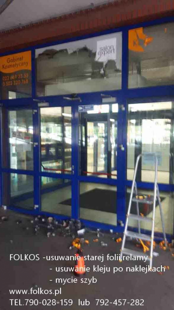 Usługa usuwania zrywania folii, naklejek ...z szyb witryn, przeszkleń Białołęka - zdjęcie 1