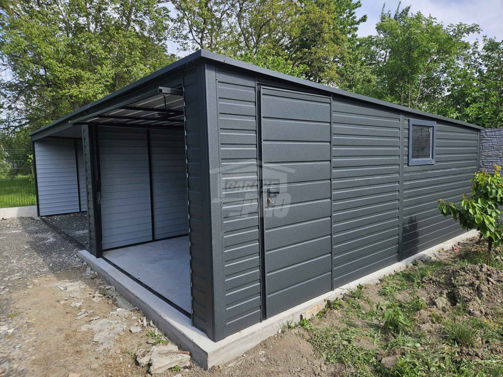 Garaż blaszany 3,5x6 + wiata 5x6 m Brama okno drzwi  Dach  GP574 Tczew - zdjęcie 5