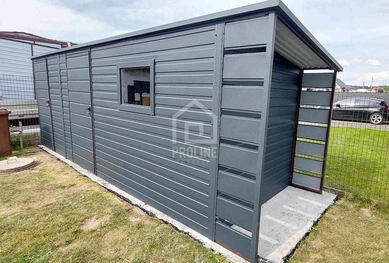 Schowek Domek Ogrodowy 5x2 +Wiata 0,5m 2x Drzwi Okno dach w tył PLG104 Nowy Tomyśl - zdjęcie 2