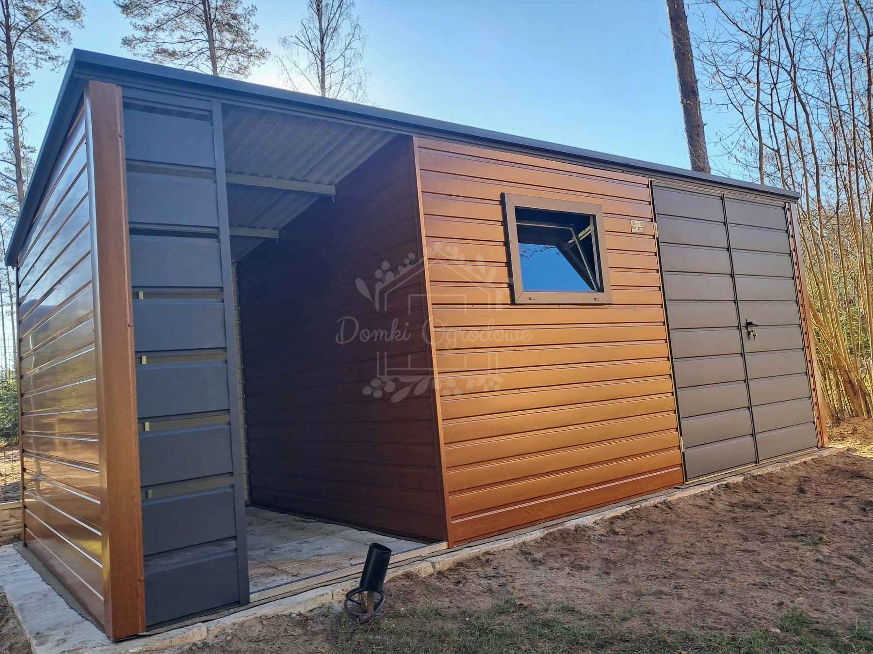 Schowek domek ogrodowy 4,5x2m wiata 2m drewnopodobny spad w tył ID1001 Olsztyn - zdjęcie 3