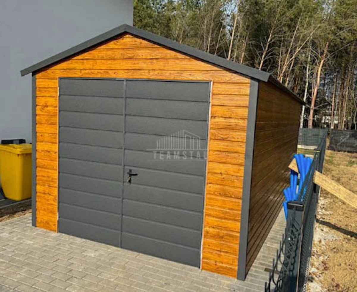 Garaż blaszany 4x6m - Brama dwuskrzydłowa  drewnopodobny dach TS1143 Jelenia Góra - zdjęcie 5