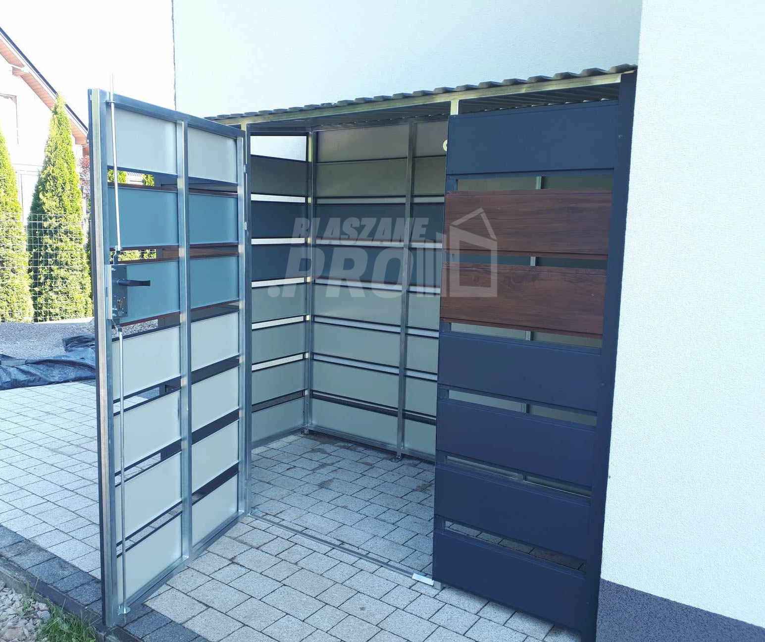 Wiata śmietnikowa 3x0,7m antracyt drewnopodobny Schowek ogrodowy GP288 Niepołomice - zdjęcie 3