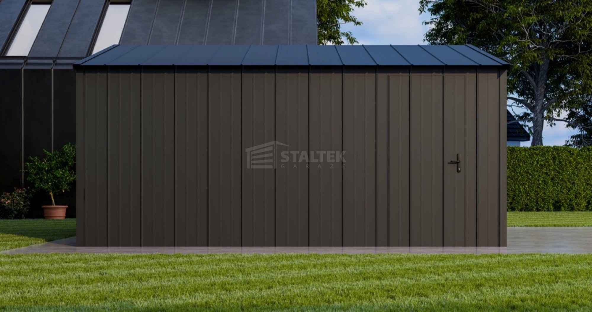 Garaż blaszany 4x5m - brama uchylna drzwi blacha na rąbek dach ST204 Chojnice - zdjęcie 3