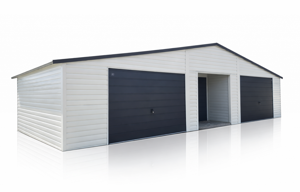 Garaż Blaszany z pomieszczeniem gospodarczym 12x5m Biały + Grafit Mat Radków - zdjęcie 2