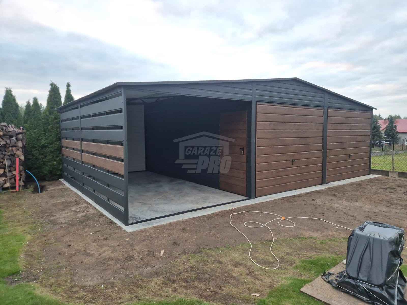 Garaż blaszany 6x6m wiata 3m 2x brama drzwi  drewnopodobny dach GP683 Stare Miasto - zdjęcie 2