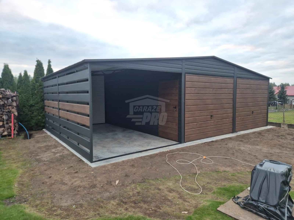 Garaż blaszany 6x6m wiata 3m 2x brama drzwi  drewnopodobny dach GP683 Stare Miasto - zdjęcie 2