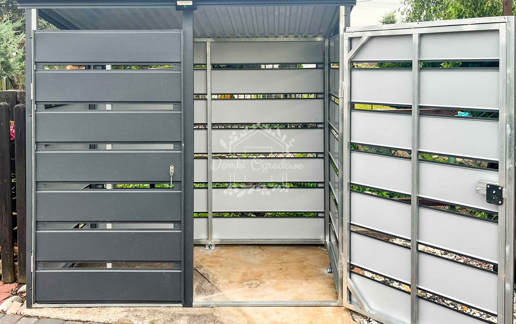 Wiata śmietnikowa 2x1m 2x drzwi - zabudowana panelami Antracyt  GP585 Bydgoszcz - zdjęcie 3