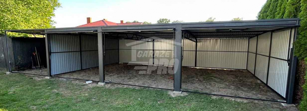 Garaż blaszany 9x5,5 + wiata 3x5,5 - 3x Brama uchylna Antracyt GP218 Wieliczka - zdjęcie 3