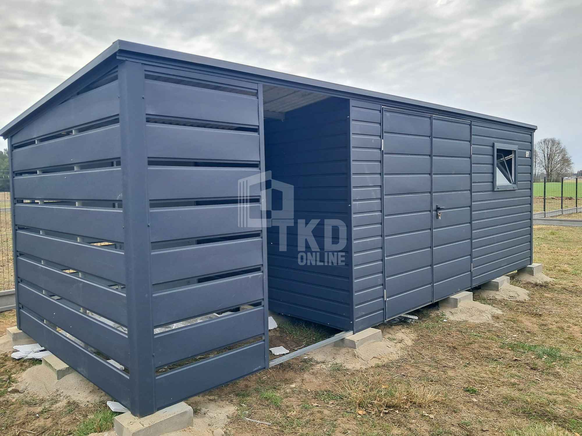 Schowek - domek ogrodowy 4,5x2,5m + wiata 2m brama  okno  dach TKD364 Miastko - zdjęcie 2