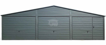 Garaż blaszany 9x6m - 3x Brama - drzwi  Antracyt  Dach GP556
