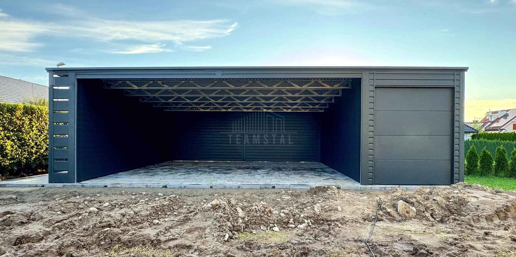 Wiata samochodowa 6x6m Garaż 2,5x6m wiata 0,5m brama dach TS1206 Wisła - zdjęcie 5