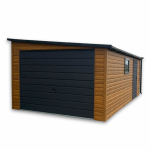 Garaż Blaszany 3.5x5m spad na prawo złoty dąb + Grafit MAT PREMIUM