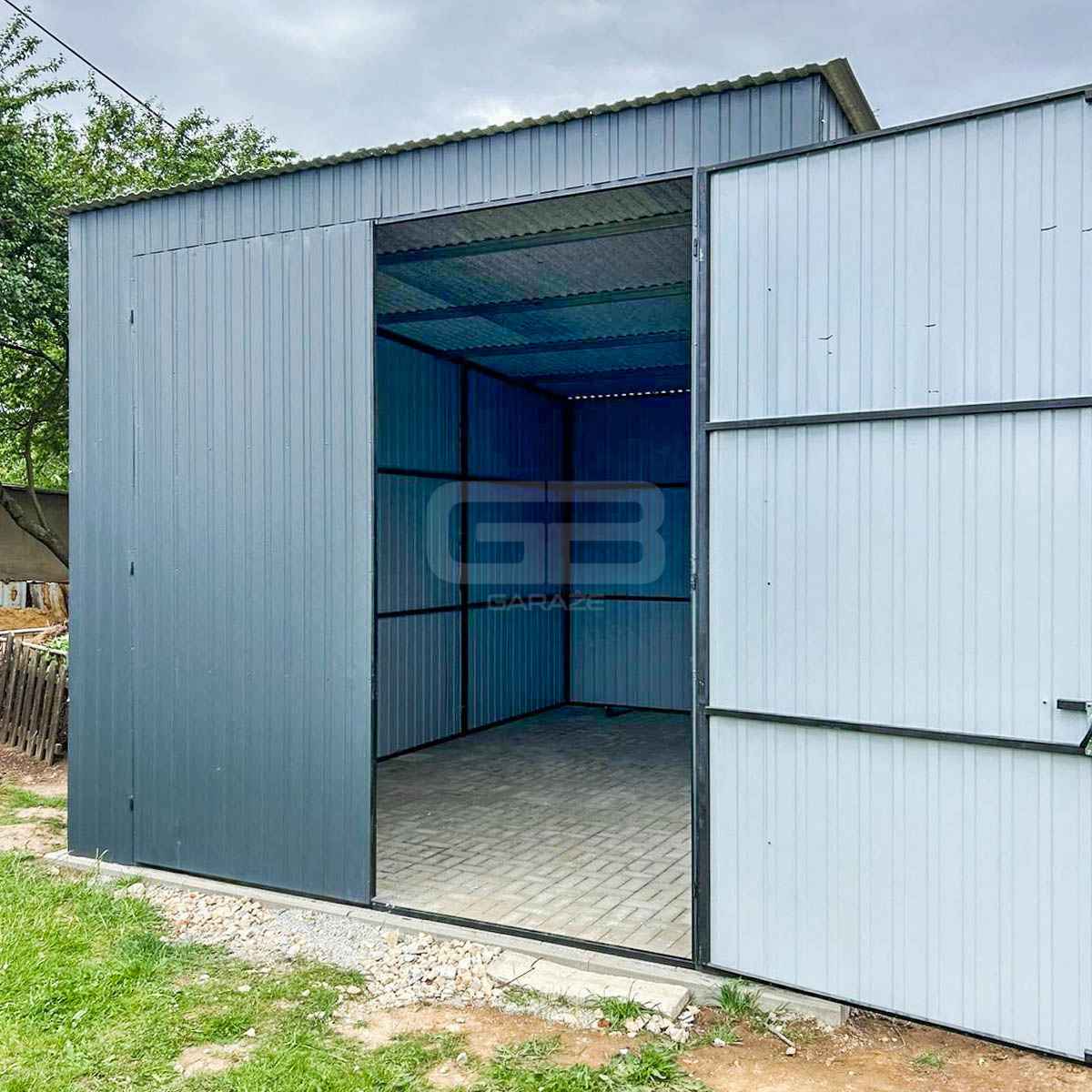 Garaż Blaszany - 4x6m - Brama Dwuskrzydłowa  - Antracyt - Dach GB128 Gniezno - zdjęcie 7
