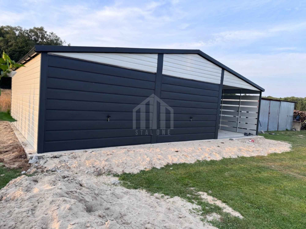 Garaż blaszany 6x5m + wiata 3 - 2x brama uchylna - okno - rynny SO131 Nowy Tomyśl - zdjęcie 4