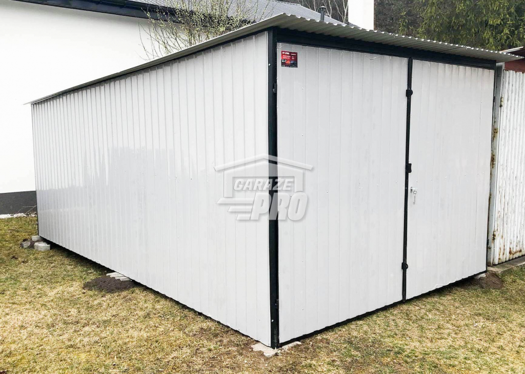 Garaż blaszany 3x5 Brama dwuskrzydłowa Biały  Dach spad w tył GP102 Toruń - zdjęcie 2