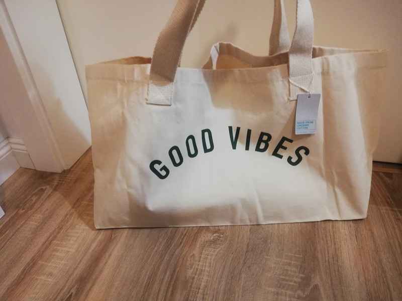 Beżowa plócienna torba podróżna, na zakupy, plażowa Good Vibes Bemowo - zdjęcie 1