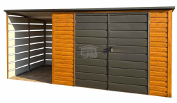 Schowek - Domek Ogrodowy 3x2m + wiata 1,5m Brama dach  GP559