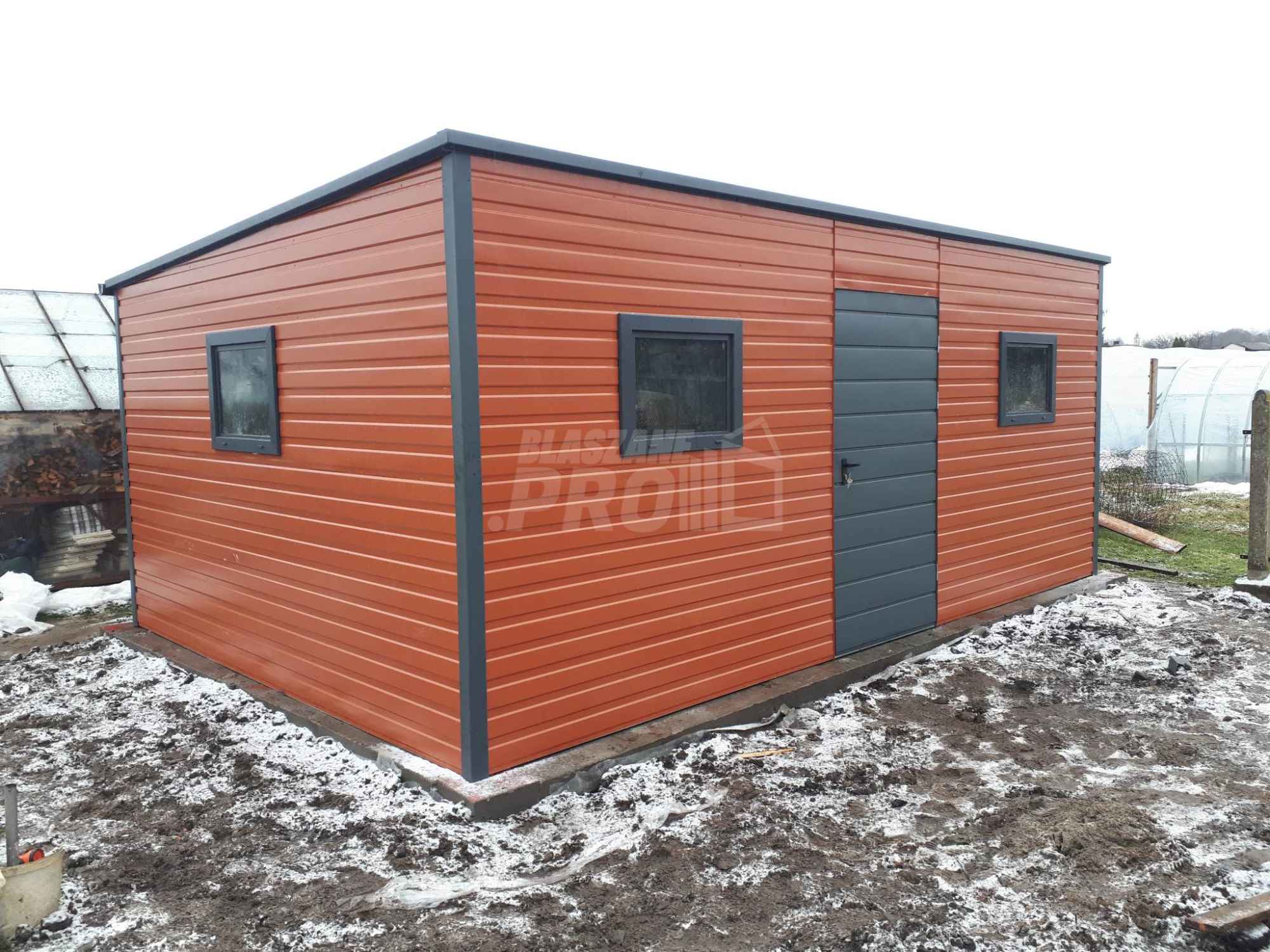 Domek ogrodowy 5,5x3 brąz + antarcyt 3x okno + drzwi spad tył GP94 Grudziądz - zdjęcie 3