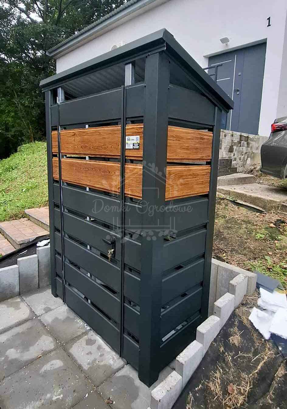 Wiata śmietnikowa 1,5x0,5m - antracyt - jasny drewnopodobny ID1140 Malbork - zdjęcie 3