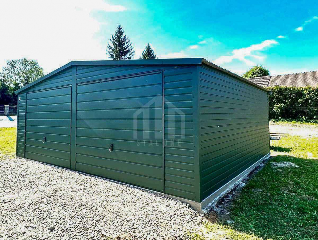 Garaż blaszany 7x5m - 2x brama uchylna - zielony - dwuspad SO136 Drawsko Pomorskie - zdjęcie 2