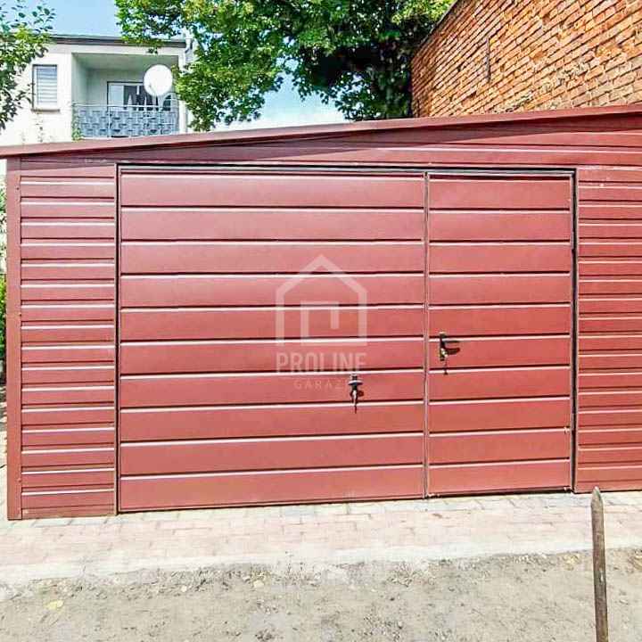 Garaż Blaszany 4,5x7m Brama uchylna Ciemny Brąz Dach spad w bok PLG144 Nowy Sącz - zdjęcie 5