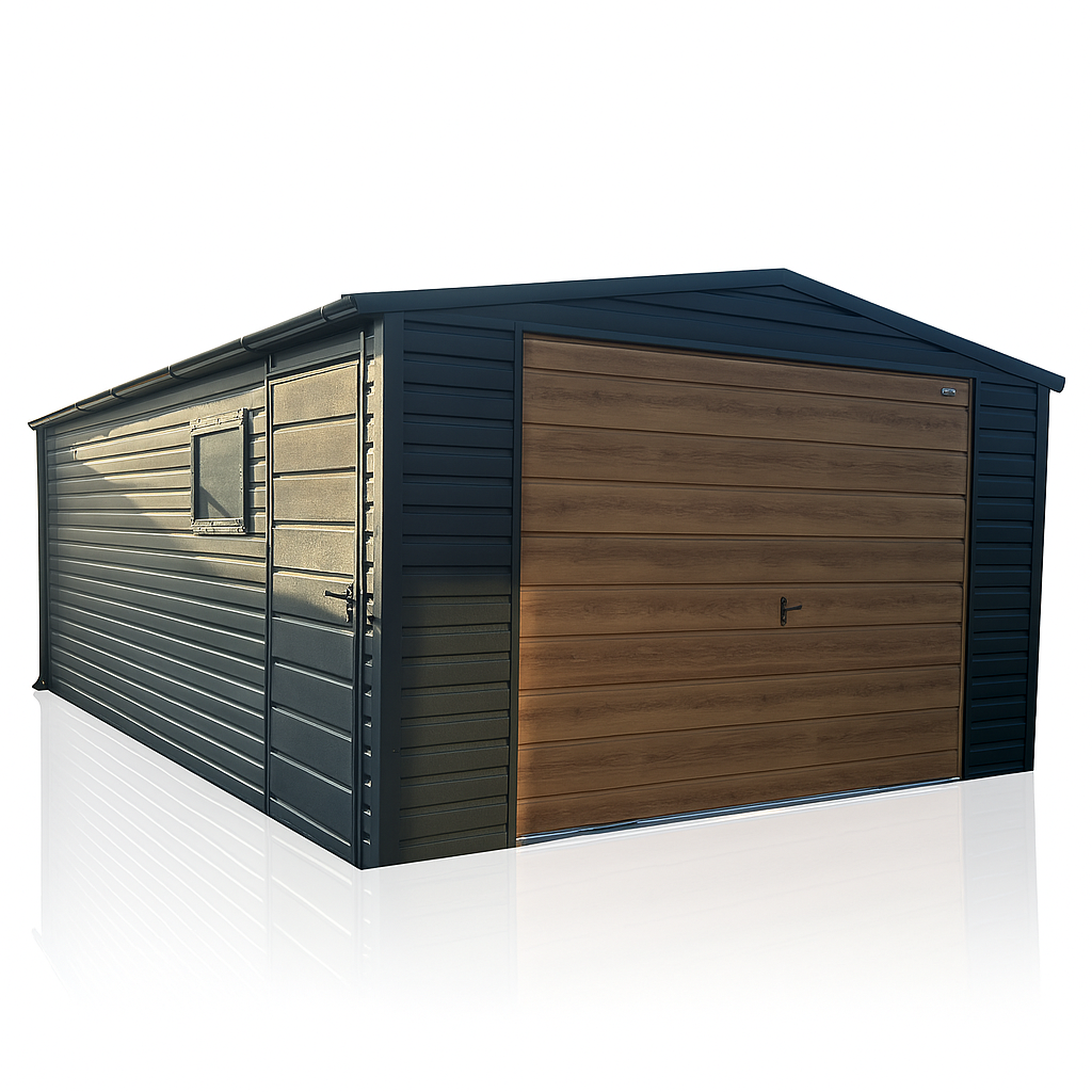 Garaż Blaszany 4x5 Dwuspadowy Dach Grafit + Winchester  Brama Uchylna Śródmieście - zdjęcie 1