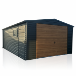 Garaż Blaszany 4x5 Dwuspadowy Dach Grafit + Winchester  Brama Uchylna