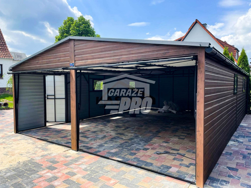 Garaż blaszany 6x9 drewnopodobny  Dach dwuspadowy Blachodachówka GP126 Nowy Sącz - zdjęcie 7