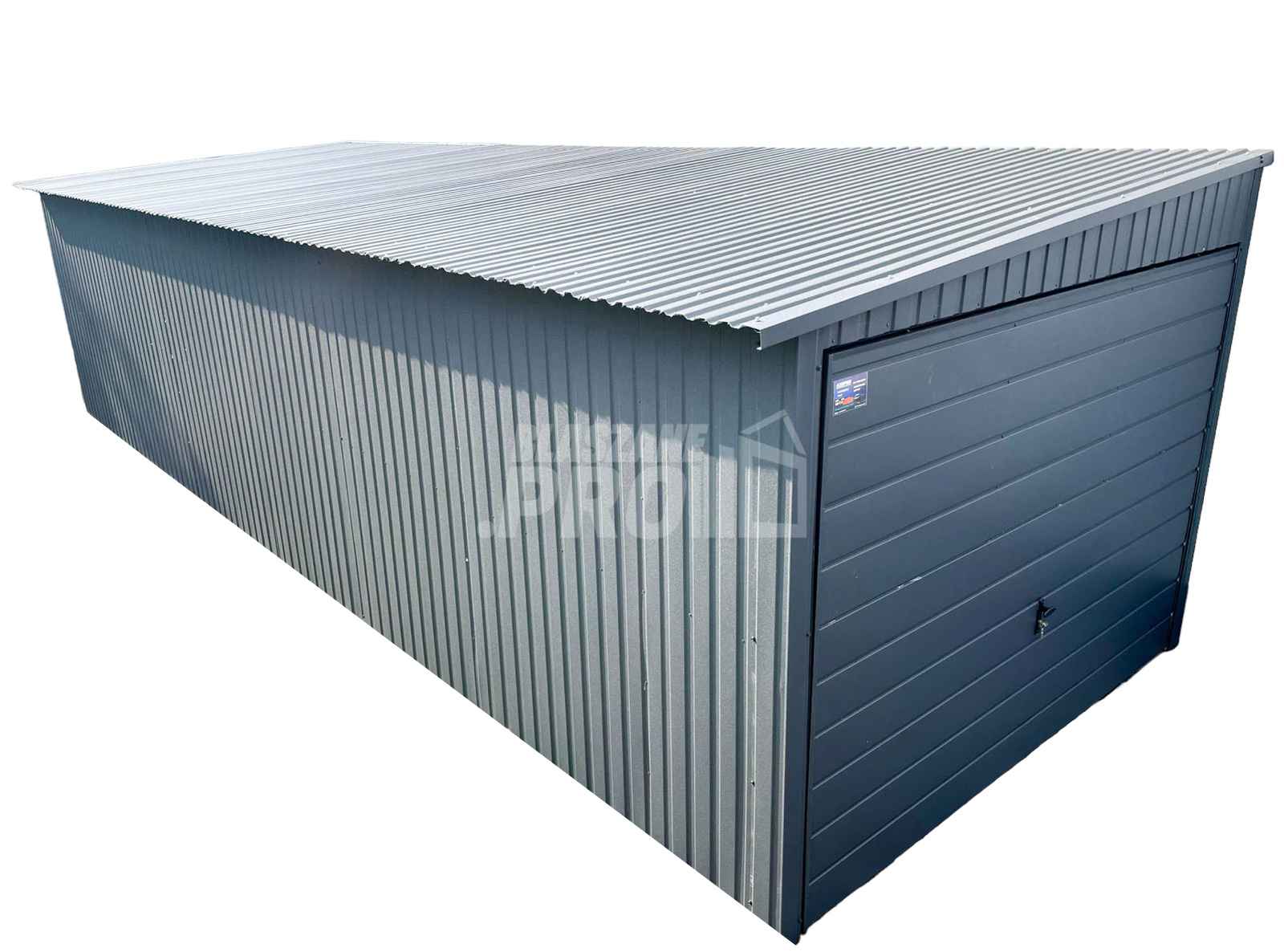 Garaż blaszany 3x9 2x Brama uchylna + antracyt  spad w bok GP191 Grunwald - zdjęcie 1