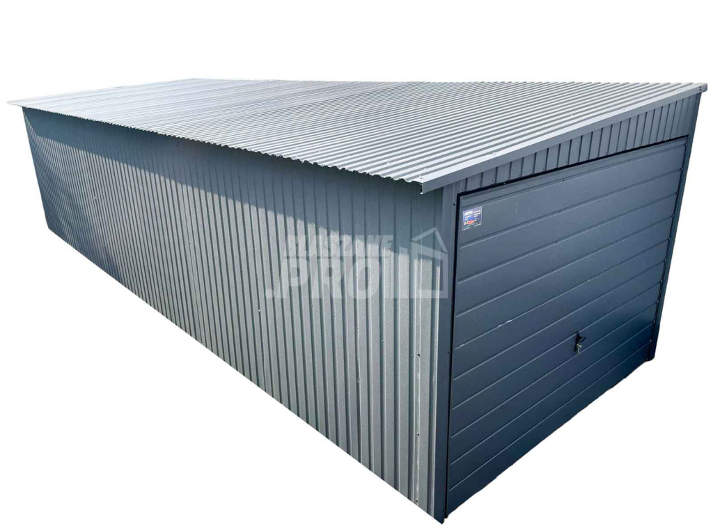 Garaż blaszany 3x9 2x Brama uchylna + antracyt  spad w bok GP191 Grunwald - zdjęcie 1