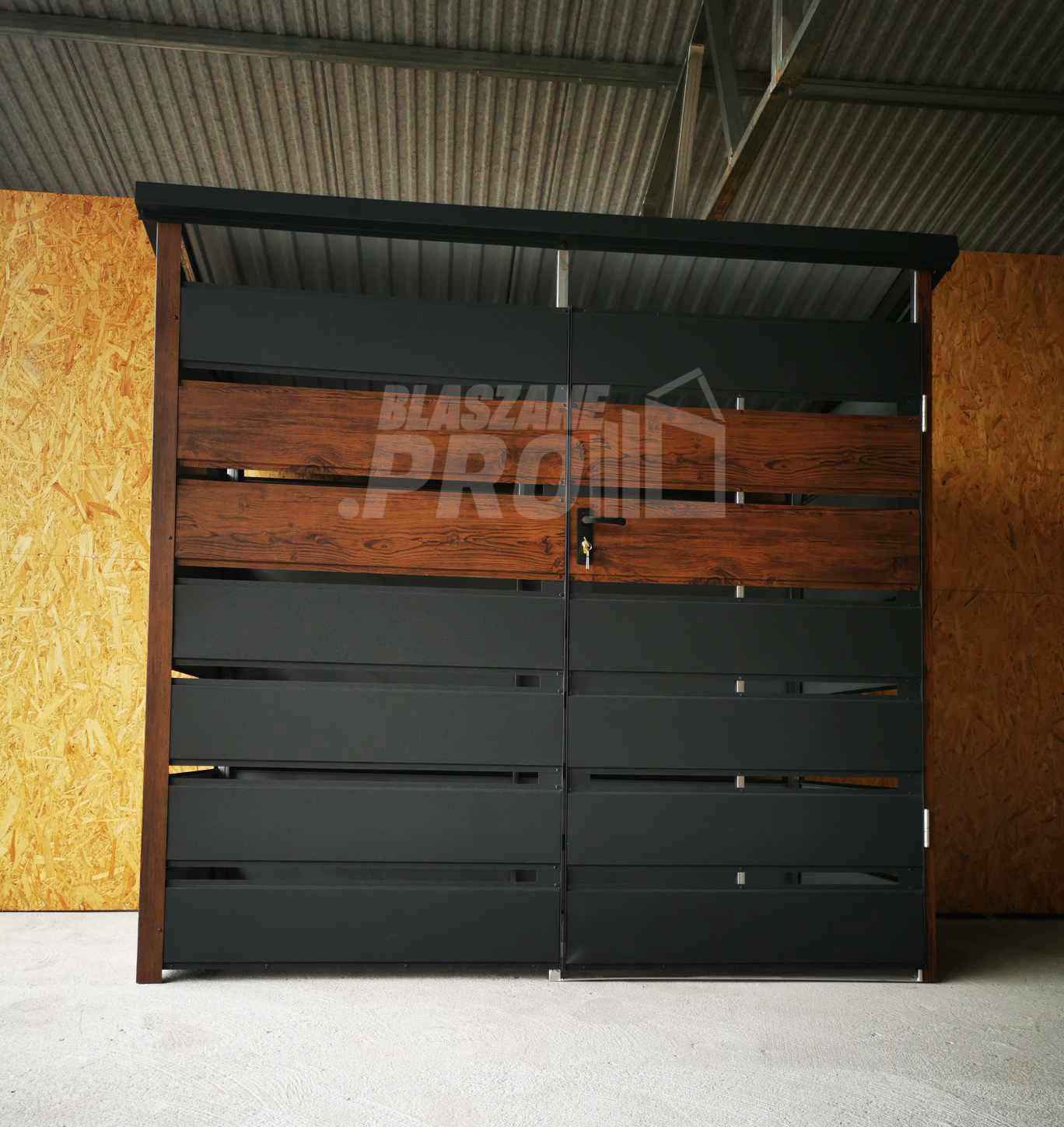 Wiata śmietnikowa spad tył 2x0,6m Antracyt + drewno Schowek GP287 Kostrzyn nad Odrą - zdjęcie 2