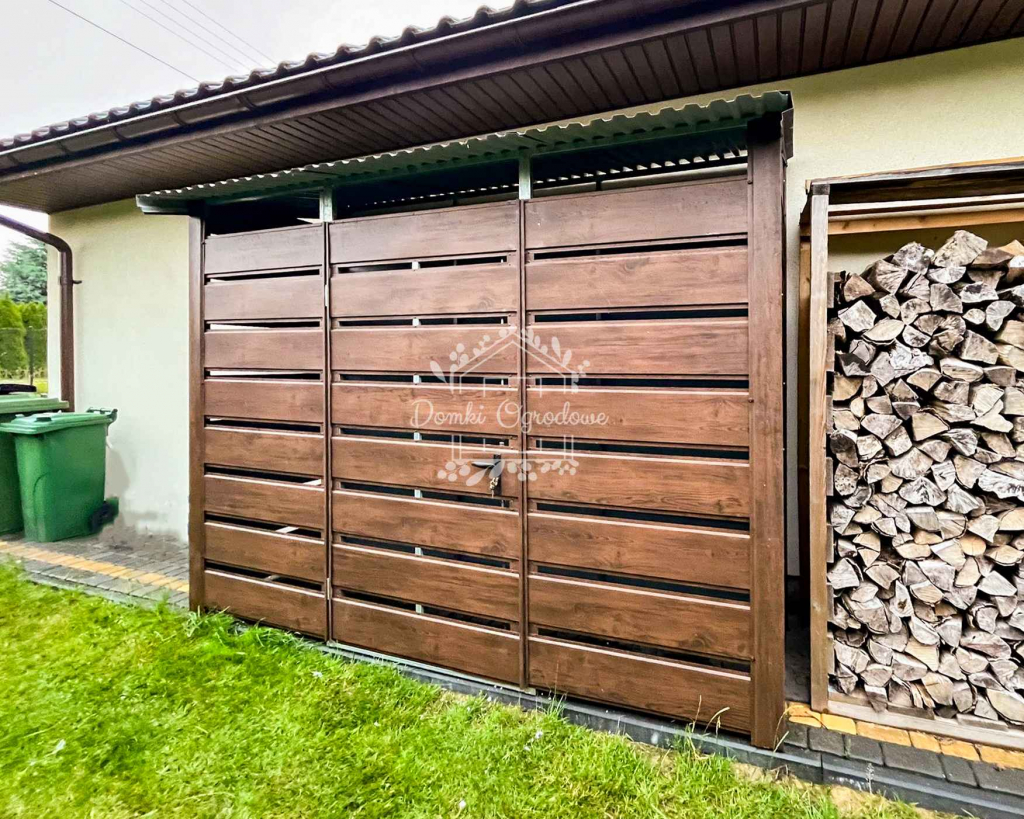 Wiata śmietnikowa Schowek - 3x0,8m  drewnopodobny  spad w przód ID807 Płock - zdjęcie 7