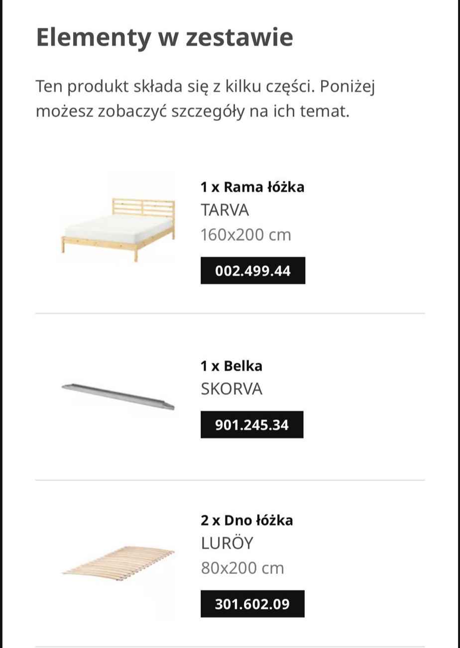 TARVA rama łóżka, sosnaLuröy, 160x200 cm - IKEA + materac Palędzie - zdjęcie 5