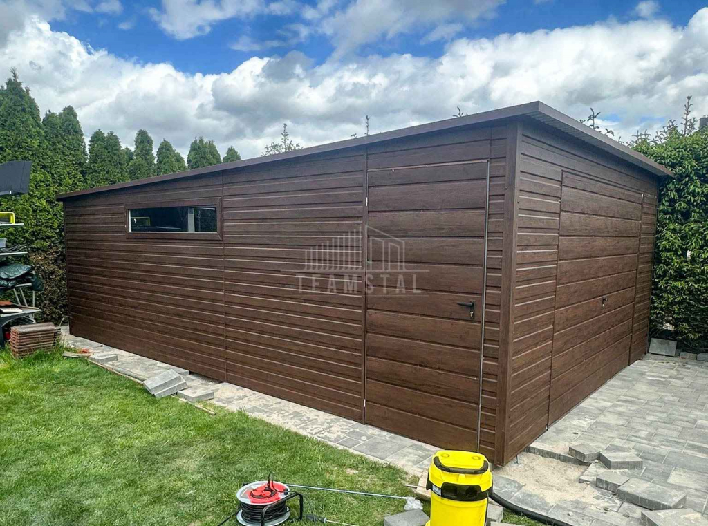 Garaż blaszany 5x6m brama uchylna drzwi okno drewnopodobny dach TS1116 Siedlce - zdjęcie 2