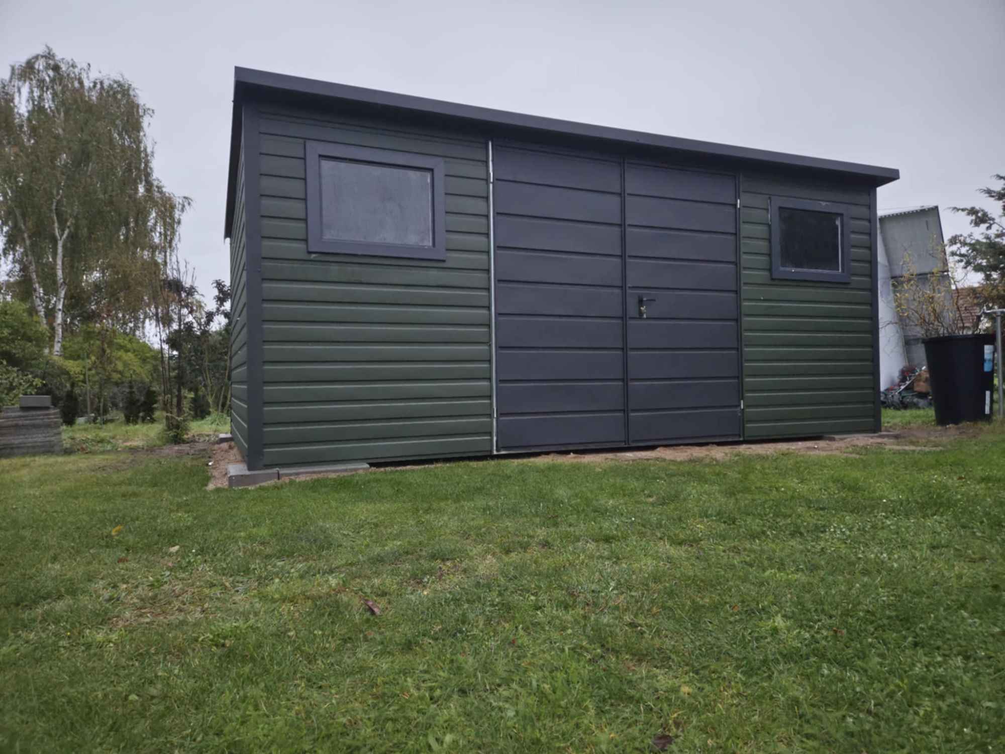SCHOWEK DOMEK OGRODOWY 6x4m brama + 2x okno – Zielony MAT + Grafit Toruń - zdjęcie 2