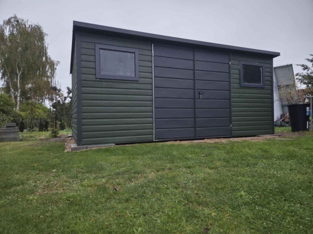 SCHOWEK DOMEK OGRODOWY 6x4m brama + 2x okno – Zielony MAT + Grafit Toruń - zdjęcie 2