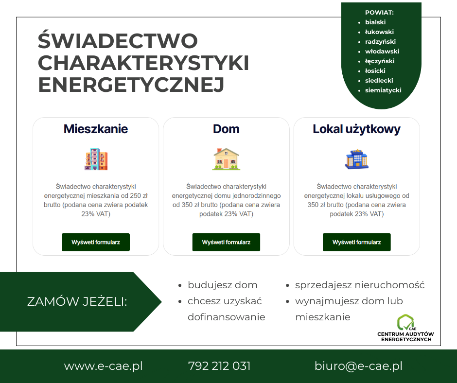 Audyt energetyczny. Certyfikat energetyczny. Biała Podlaska - zdjęcie 3