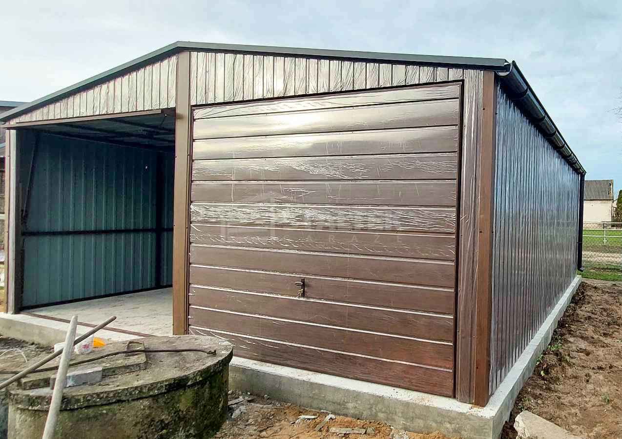 Garaż Blaszany 6,5X8 - 2X Brama Uchylna  Drewnopodobny Rynny ST218 Ruda Śląska - zdjęcie 4