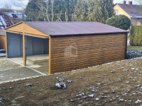 Garaż blaszany 6x6,5m bramy uchylne  drewnopodobny rynny dwuspad ID846 Ruda Śląska - zdjęcie 2
