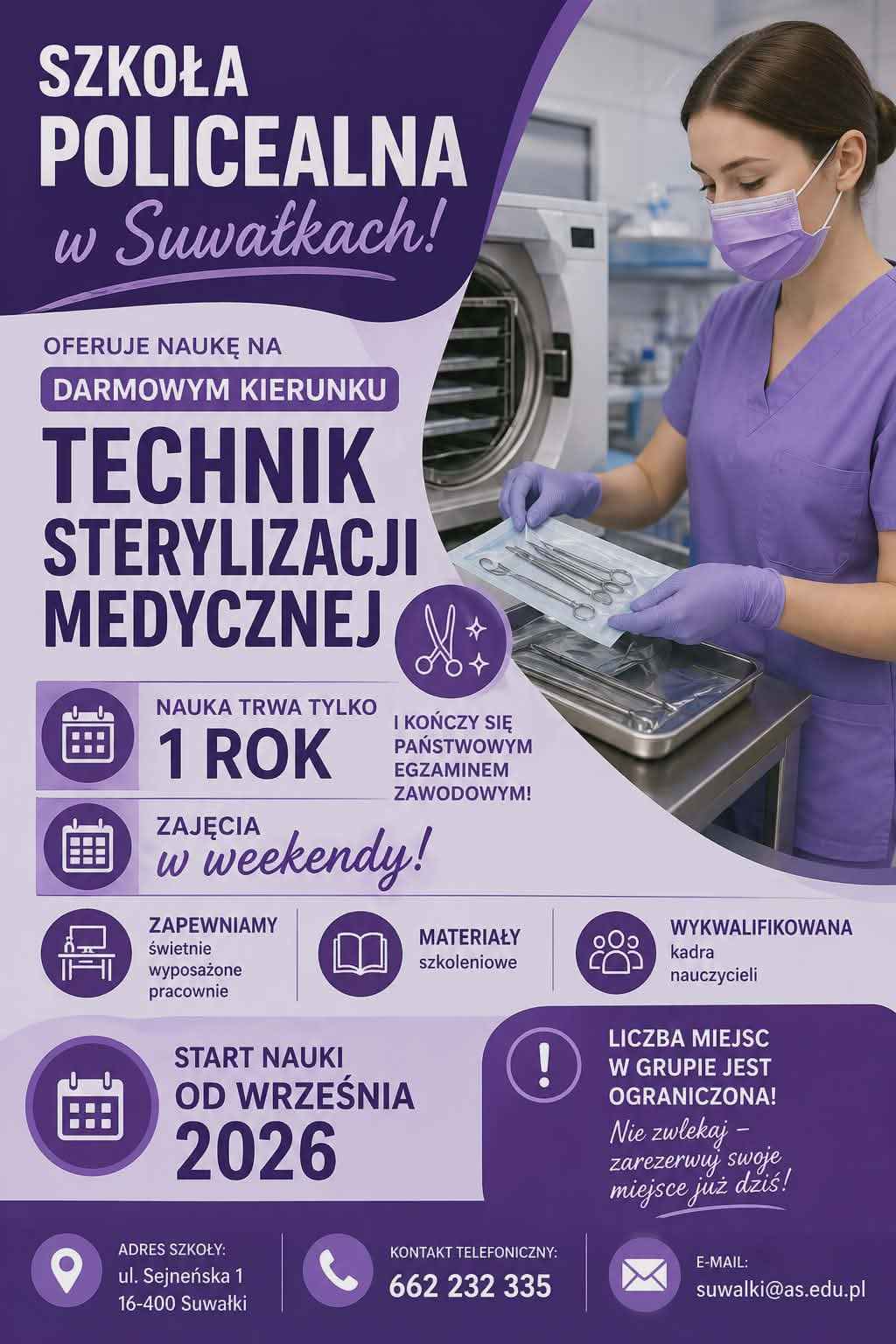 TECHNIK STERYLIZACJI MEDYCZNEJ - NAUKA ZA DARMO! Suwałki - zdjęcie 1