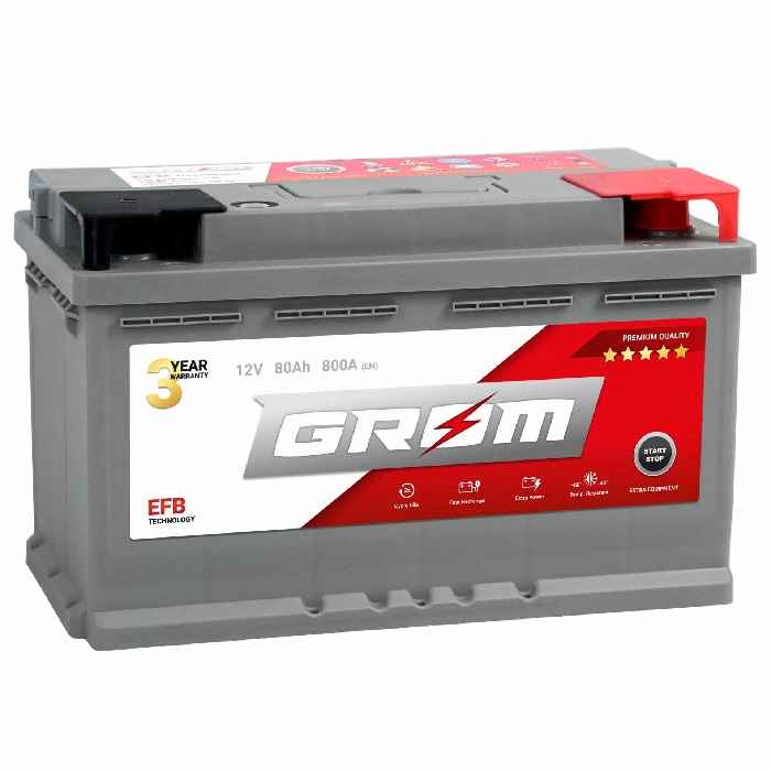 Akumulator GROM EFB START/STOP 80Ah 800A Prawy Plus Ostrowiec Świętokrzyski - zdjęcie 1