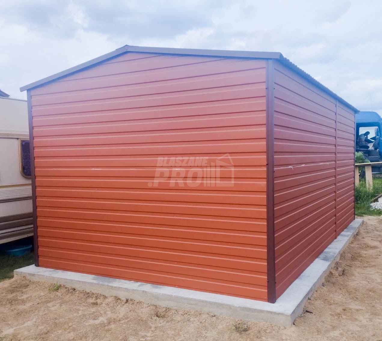 Garaż blaszany 3x5 Brama + drzwi -  Brąz  dwuspadowy GP210 Piła - zdjęcie 7