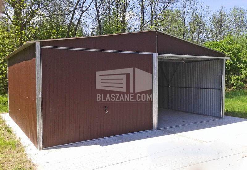 Garaż Blaszany 6x6 - 2x Brama - ciemny brąz - dach dwuspadowy BL114 Psie Pole - zdjęcie 3