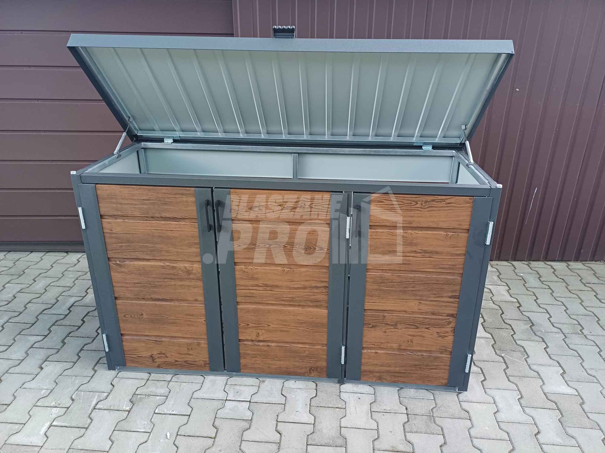 Zabudowa koszy na śmieci wiata śmietnikowa 177x65x110 cm 3x120L GP336 Elbląg - zdjęcie 8