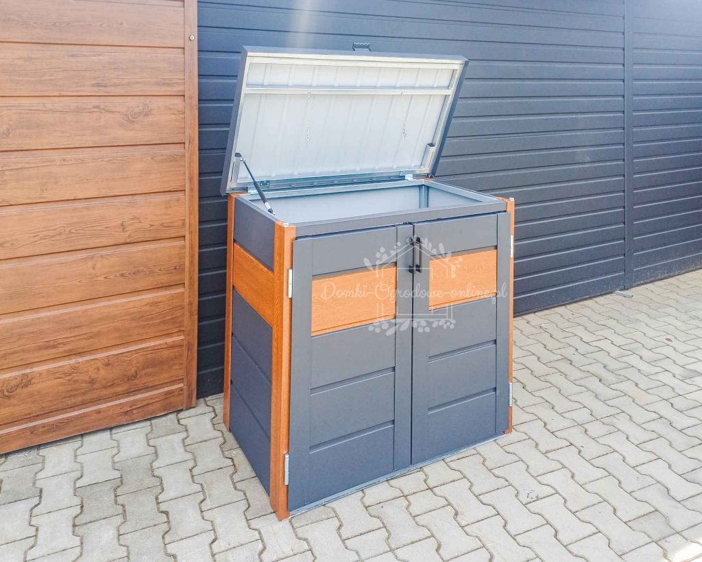 Zabudowa koszy na śmieci 120x65x110 cm 2x120L antracyt złoty dąb ID866 Chodzież - zdjęcie 3